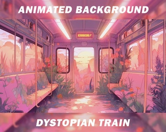Animated Dystopian Train Vtuber Background, LoFi Scifi Stream, abandoned scene