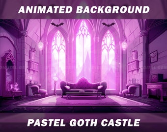 Pastel Goth Animated Vtuber Background, Pink Gothic Castle (Instant Download)