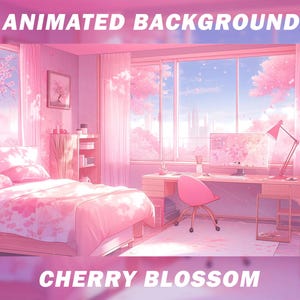 Vtuber animated background for Twitch, Cherry Blossom, Pink Sakura Vtuber Background, Stream background