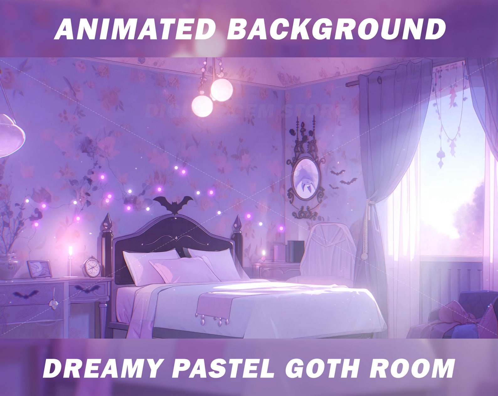 Animated Vtuber Background for Twitch, Pastel Goth Room, Halloween ...