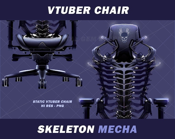 1x Halloween Vtuber Gaming Chair Black Skeleton Mecha Assets Vtuber Horror Black Metal Vtube Etsy Australia