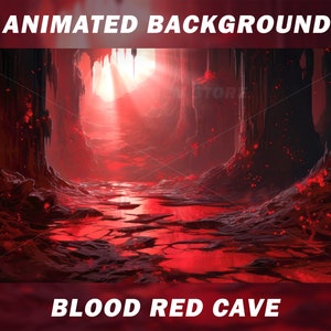 Vtuber Animated Background for Twitch, Red cave, Bloody red cave, halloween stream background, looped background, looped vtuber background
