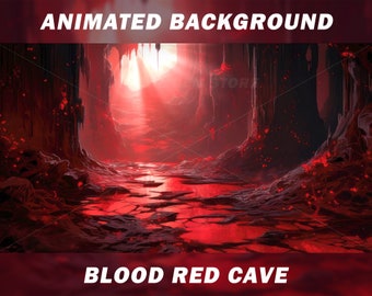 Red Cave Animated Vtuber Background, Gothic Halloween Stream Overlay (MP4)