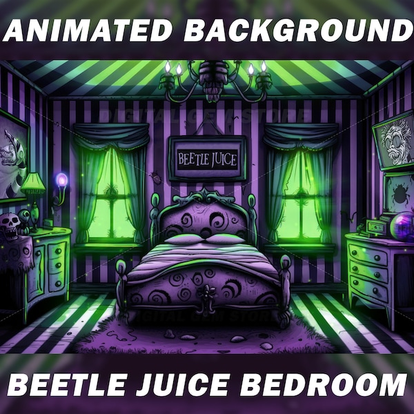 Beetle Juice Vtuber Animated Background for Twitch, horror background twitch, stream background, looped background