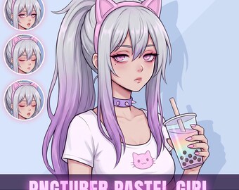 PNGTuber femenina - Chica pastel - PNGTuber prefabricada - VeadoTube - GIF Tuber - Avatar de Twitch - Modelo Vtuber
