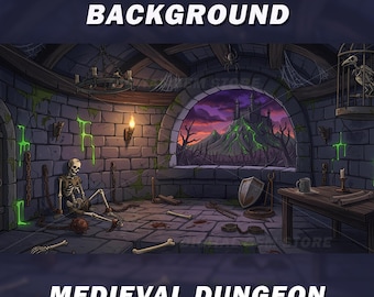 Medieval Dungeon - Animated Vtuber Background - Horror - Skeleton
