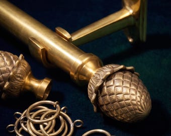 Pineapple Curtain Rod Unlacquered Antique Brass