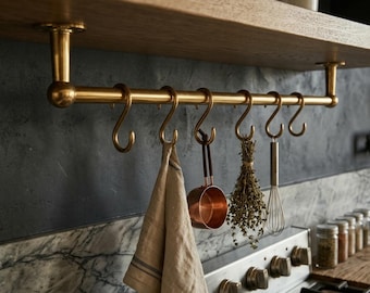 Asta rustica da soffitto con asta di sospensione in ottone massiccio non laccato