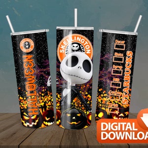 Movies Tumbler, Jack Skellington Tumbler PNG, Nightmare Tumbler Wrap, 20oz Skinny Tumbler Sublimation Designs, Digital Download