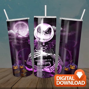Halloween Tumbler, 20oz Tumbler, Halloween Horror Film Character Tumbler, Halloween Scary Tumbler, Halloween Purple Nightmare Tumbler