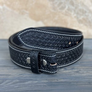 Full Grain Leather Snap-On Belt, Engraved Leather Belt 100% Genuine Full Grain Cowhide with Snaps 1-1/2&quot; WIDE