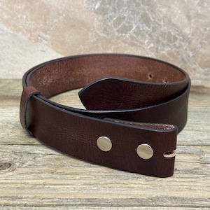 Full Grain Leather Snap-On Belt, Engraved Leather Belt 100% Genuine Full Grain Cowhide with Snaps 1-1/2" WIDE
