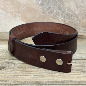 Full Grain Leather Snap-On Belt, Engraved Leather Belt 100% Genuine Full Grain Cowhide with Snaps 1-1/2&quot; WIDE