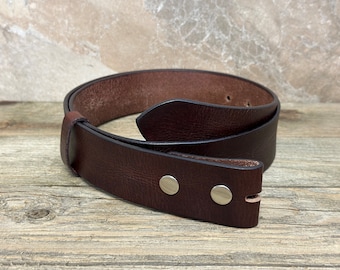 Full Grain Leather Snap-On Belt, Engraved Leather Belt 100% Genuine Full Grain Cowhide with Snaps 1-1/2" WIDE