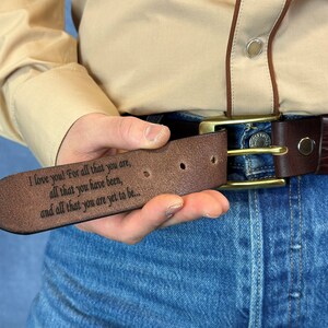 thumbnail image 2 of Lucky To Have You In Life - Family Personalized Custom Engraved Leather Belt - Father's Day, Gift For 2 of 11