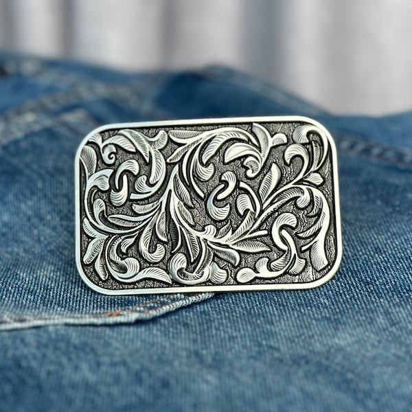 Western Belt Buckle Cowboy Buckle Groomsman Rodeo Floral Style Belt Buckle for Western Belt Country Men's Belt Accessories Gift for Him