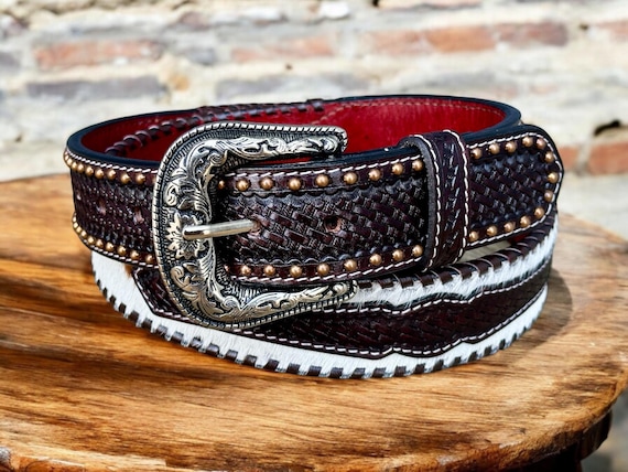 Genuine Country And Western Leather Belt Removable Buckle Made In USA Mens Belts - Foto 10