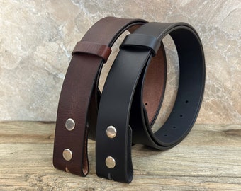 Full Grain Leather Snap-On Belt, Engraved Leather Belt 100% Genuine Full Grain Cowhide with Snaps 1-1/2&quot; WIDE