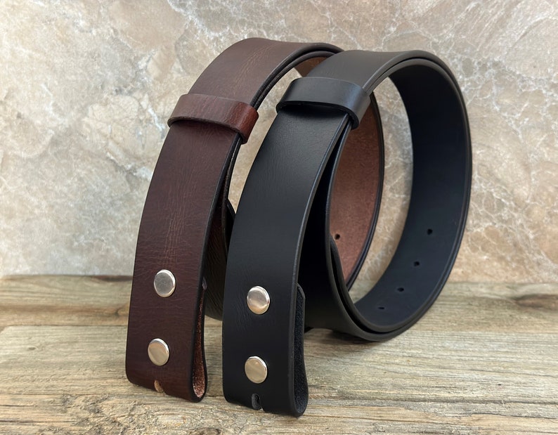Full Grain Leather Snapon Belt Engraved Leather Belt 100 Etsy