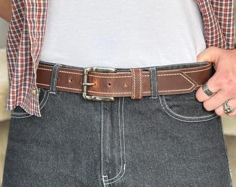 Langlebiger Hochleistungsarbeits-Ledergürtel für Männer 100% echter Vollkorn-Rindledergürtel CCW-Ledergürtel für Männer mit Schrauben 1,5 "breiter Ledergürtel