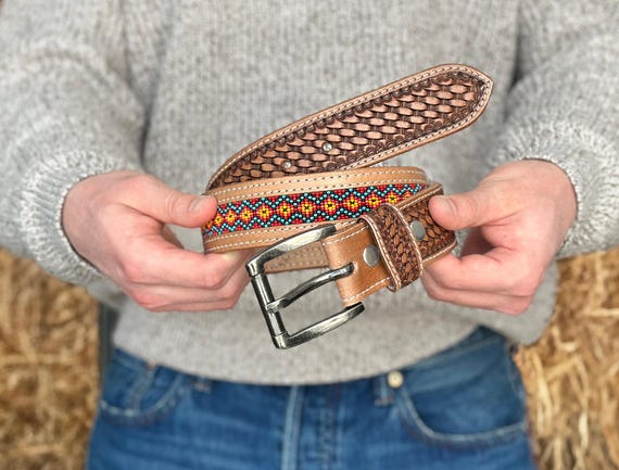 Cintura In Vera Pelle Pieno Fiore Con Bottone A Pressione, Cintura - Foto 8