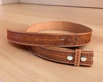 Engraved Personalized Handmade  Genuine Leather Cowboy Belt, Custom Belt For Dad, Engraved Leather Belt for 3rd Anniversary