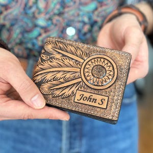 Western lederen koeienhuid portemonnee gepersonaliseerde lederen portemonnee tooled tweevoudig bloemen handgemaakte lederen heren- en damesportemonnee westerse accessoires