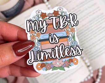 Bookish Sticker | BookTok Sticker | Vinyl Waterproof Sticker | Gift for Book Lovers | My TBR is Limitless Stacked Books Sticker