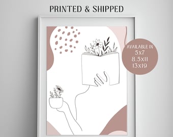 Bookish Wall Art Print | Flower Cup Book Bookish Print | Book Wall Art | Bookish Poster | Bookish Gifts for Book Lovers