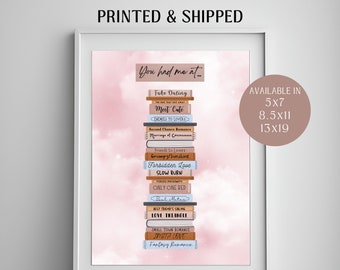 Bookish Wall Art Print | Pink Romance Book Tropes Bookish Print | Book Wall Art | Bookish Poster | Bookish Gifts for Book Lovers