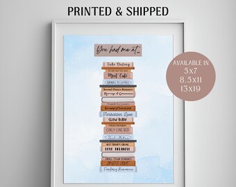 Bookish Wall Art Print | Blue Romance Book Tropes Bookish Print | Book Wall Art | Bookish Poster | Bookish Gifts for Book Lovers