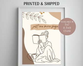 Bookish Wall Art Print | Just One More Page Bookish Print | Book Wall Art | Bookish Poster | Bookish Gifts for Book Lovers
