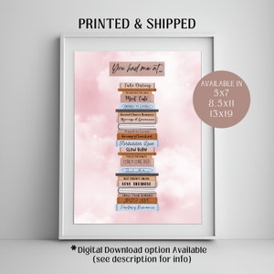 Bookish Wall Art Print / Pink Romance Book Tropes Bookish Print / Libro Arte de la pared / Cartel bookish / Regalos bookish para los amantes de los libros