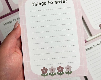 Cute Spring Notepad | Bookish Notepad, 4x5.5 Memo Pad with Chipboard Backing, Stationery, 50 Tear-Off Sheets | Gift for Book Lovers