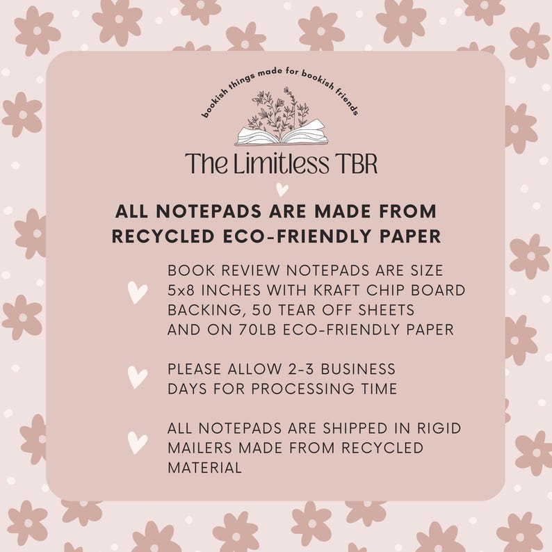 Book Review Notepad | Bookish Notepad, 5x8 Memo Pad With Chipboard ...