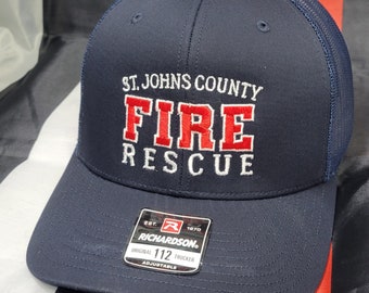 Fire Fighter Department,  Rescue with Department, Fire & Rescue Trucker Cap, Puff Embroidery, Personalized FF Caps, Work Hats