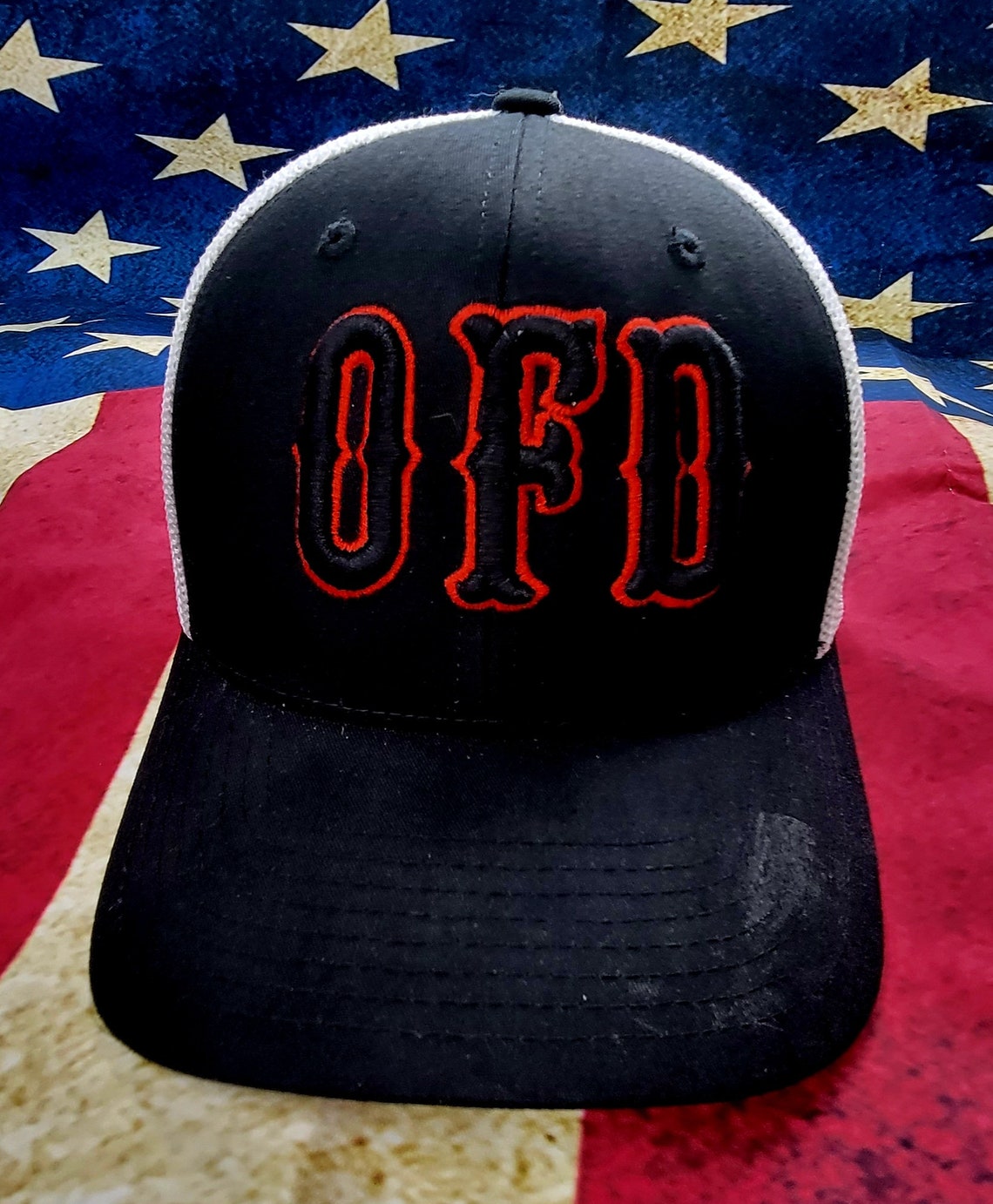 Fire Fighter Department, Fire & Rescue Trucker Cap, Puff Embroidery ...