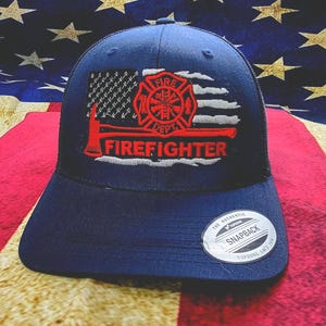 Bandera de bombero con hacha roja, gorra bordada con la bandera de bombero, gorra de camionero de bomberos y rescate, gorras FF personalizadas, gorras de trabajo, bandera FF