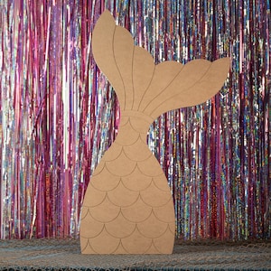 Mermaid Tail with Kickstand- Under the Sea- Wood Tail Party Prop and Decor- Kids Mermaid Birthday Party Background- Childrens Birthday Theme