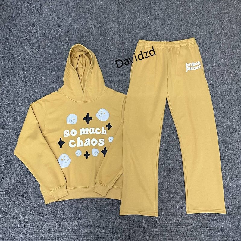 Yellow Broken Planet so Much Chaos Hoodies Tracksuit Size - Etsy UK