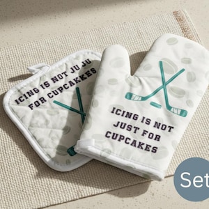 Hockey Ofenhandschuh Topflappen Küche Accessoire Set Kochen Geschenk Fan Lieblingsartikel Backen Eis Unter dem Motto Geschenk Sport Dekor Sammlung