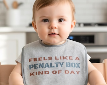 Funny Hockey Baby Bib Penalty Box Hockey Baby Shower Gift Sports theme game day baby outfit for hockey player gift for mom and dad