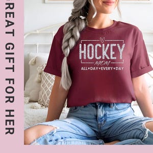 Hockey Mom Shirt Glitter Vinyl Graphic Tee Cotton Material Comfortable Wear Rink Side Ice Hockey Goalie Mom Gift Idea Game Day Practice image 18