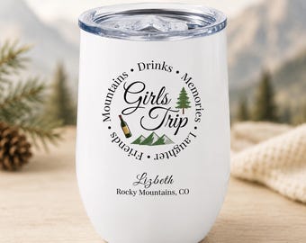 山での女子旅ギフト、名入れタンブラー、キャビン週末ギフト、ハイキング旅行記念品、友達へのバケーションギフト、カスタムワインタンブラー