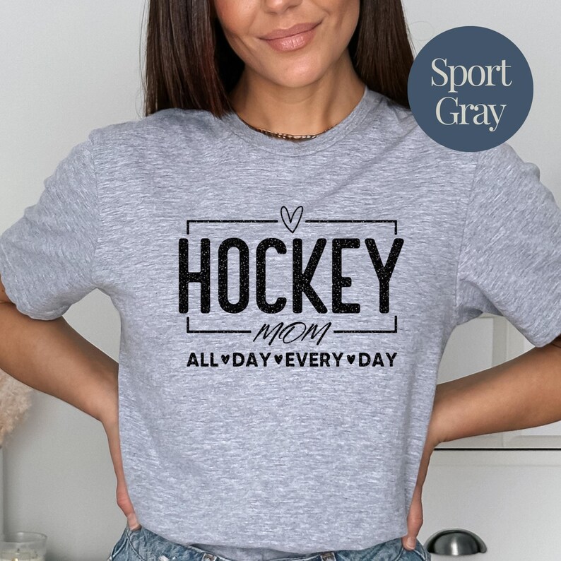 Hockey Mom Shirt Glitter Vinyl Graphic Tee Cotton Material Comfortable Wear Rink Side Ice Hockey Goalie Mom Gift Idea Game Day Practice image 4