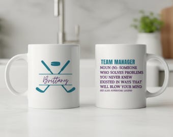 Taza de entrenador de hockey, idea de regalo para el equipo, opción navideña, taza de cerámica, regalo de agradecimiento para el entrenador, entusiasta del hielo, aficionado a los deportes, café personalizado