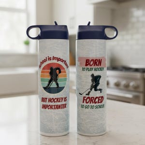 Hockey Water Bottle Stainless Steel Insulated Container Player Gift Idea Birthday Present Fan Team Accessory School Supply Tournament Travel