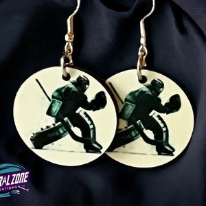 Hockey Goalie Earrings: Double-Sided Silhouette Drop Earrings