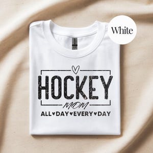 Team Spirit Apparel Hockey Mom Shirt Glitter Vinyl Design Cotton Material Comfortable Fit Rink Side Essential Game Day Wear Practice Session Outfit Ice Hockey Support Proud Parent Gift Soft Preshrunk Fabric Premium Quality Construction