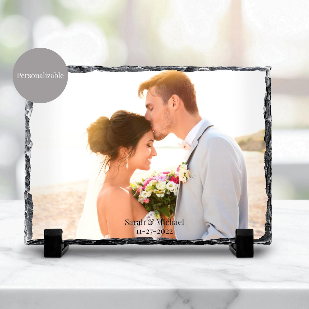 Custom Wedding Photo Slate Gift Anniversary Keepsake Memory Stone ...